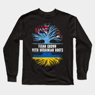 Fijian Grown with Ukrainian Roots Flag Long Sleeve T-Shirt